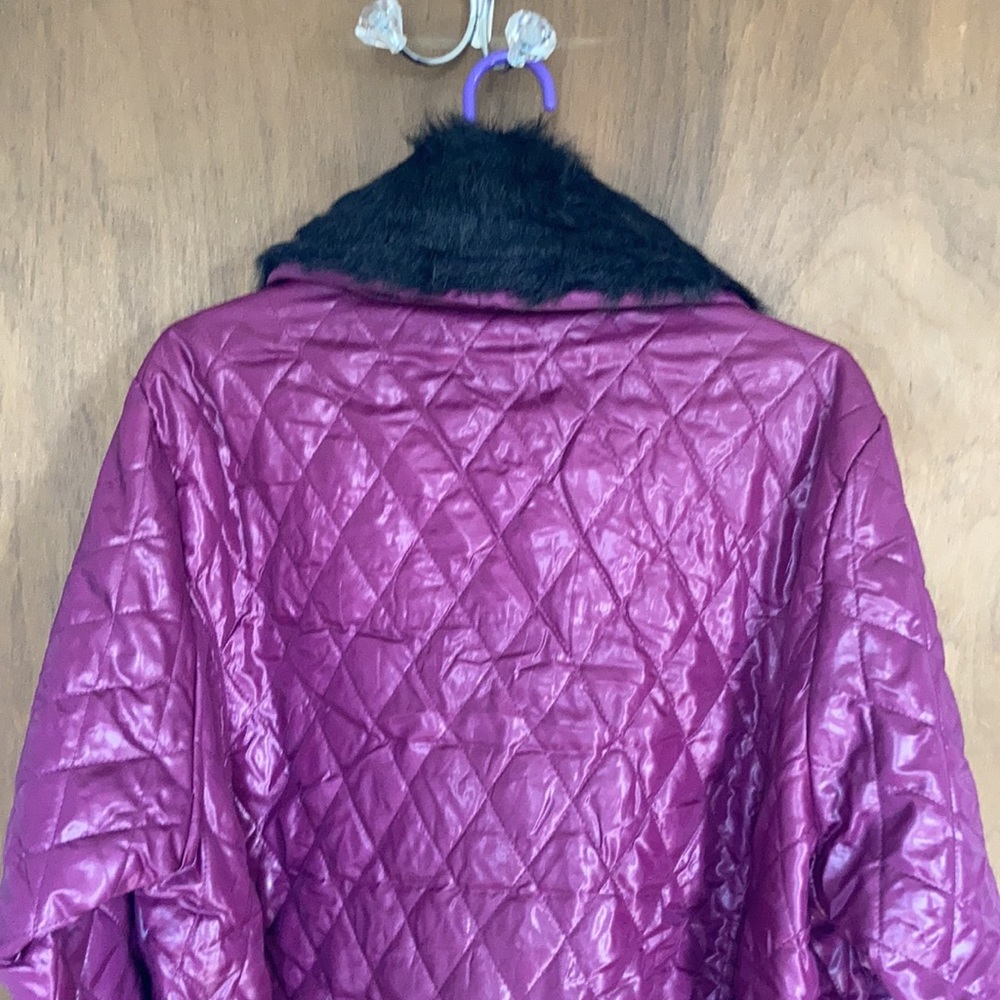 La mode plus size detachable faux fur collar quilted coat w belt 42 - Picture 9 of 17